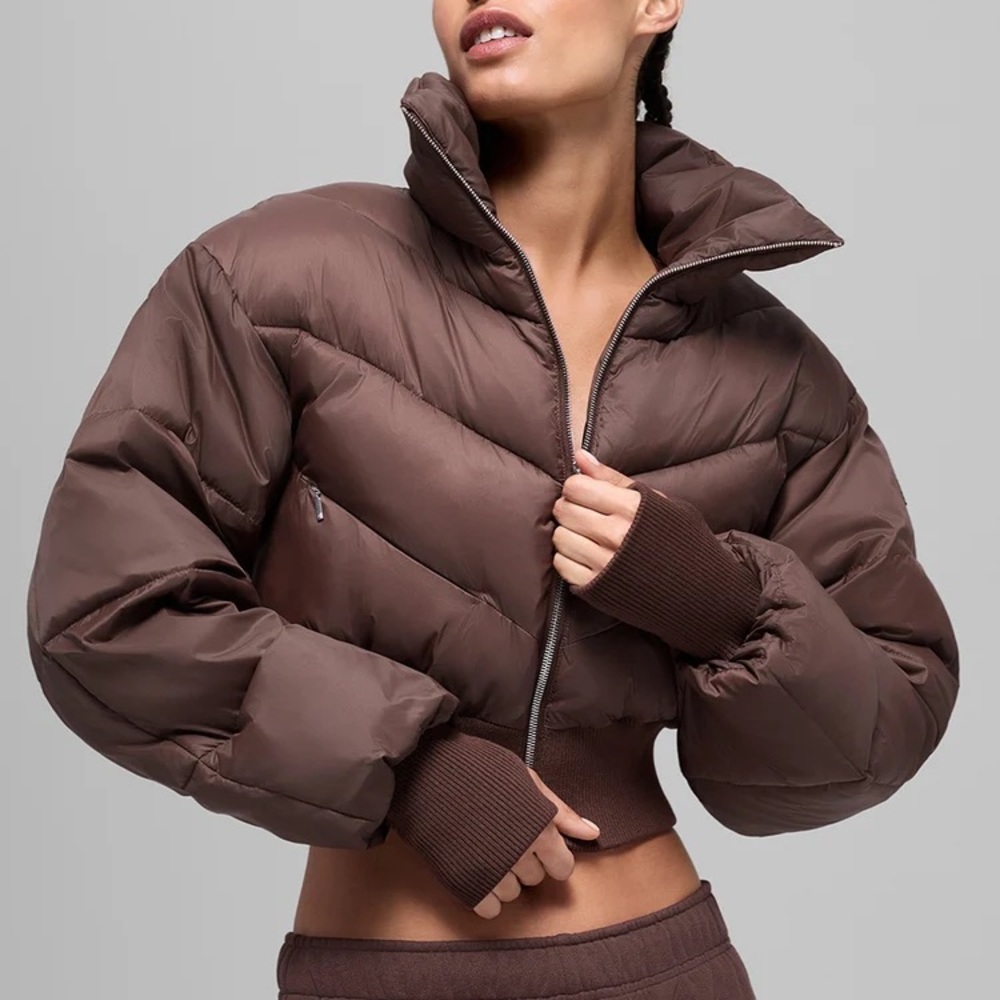 Alo Yoga Cropped Atmosphere Puffer Brownstone XS